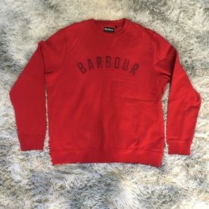 Mens Barbour Crewneck Red Sweater Pullover 100% Cotton Big LOGO Size XXL
